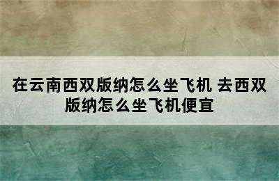 在云南西双版纳怎么坐飞机 去西双版纳怎么坐飞机便宜